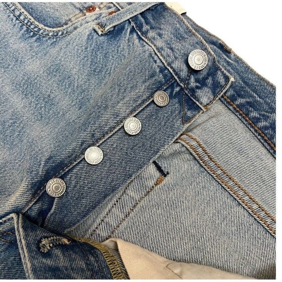 LEVIS 33x34 Premium 501 Original SUMMER LOVE JEANS Festival Sun Floral Groovy - Picture 3 of 15